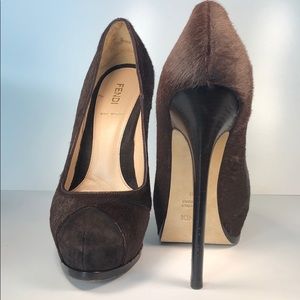 Authentic Vintage FENDI  6” Fur/Leather Shoe.